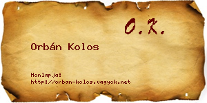 Orbán Kolos névjegykártya